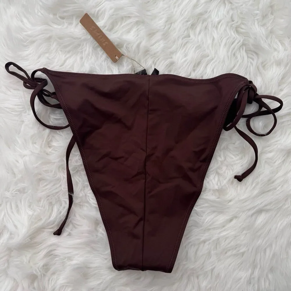 Skims Swim Low Rise Tie Bikini Bottom Cocoa Size 2X